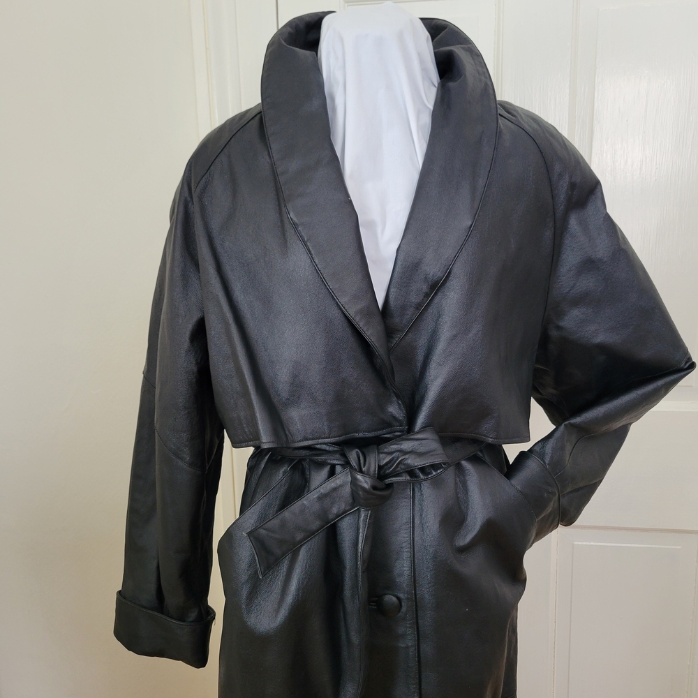 Liz Baker Leather Trench Coat - Picture 3 of 13